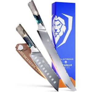 Dalstrong Valhalla Series Santoku Knife 7″ Bundled with Slicing & Carving Knife 12″ – w/Leather Sheath